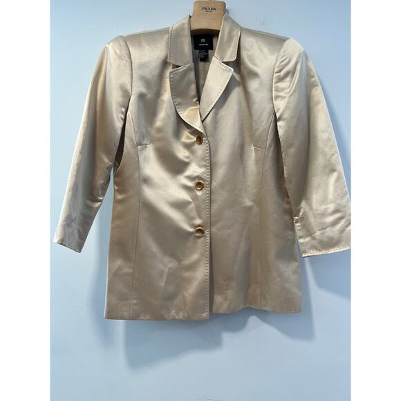 Doncaster DD Collection Silk & Cotton Gold Metallic Blazer Jacket Size 14 SG - Picture 1 of 10